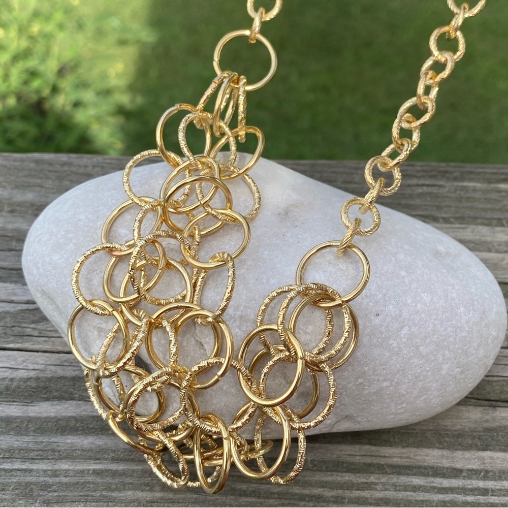 Gold chain mail thick chain link necklace Willabee & Ward Venice necklace